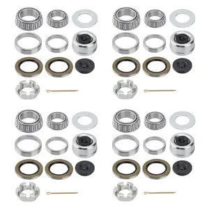 4 Sets 25580 14125A Boat Trailer Axles Bearing Kits,  Seals,Spindle Nuts, 2.72" Dust Caps and Rubber Plugs, Cotter Pins, Washers for 5200-7000 lb.Tandem Axles #D42 Spindle