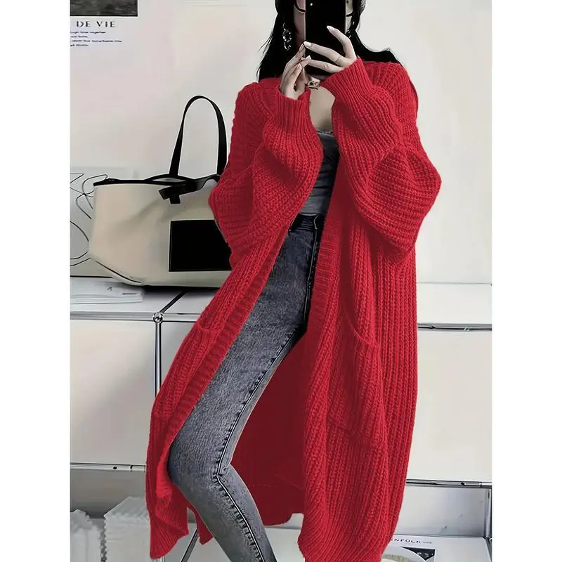 LongLengthPlusSizeOpenFrontLooseKnitCardiganwithPocket,CasualWomen'sLongSleeveCardigan LongLengthPlusSizeOpenFrontLooseKnitCardiganwithPocket,CasualWomen'sLongSleeveCardigan