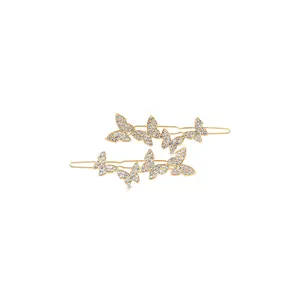 Ettika Butterfly Whimsy Barrette Set Gold Tone Steel & Zinc Glass 2.7 x 0.7 x 0.3 Inches Hair Accessory