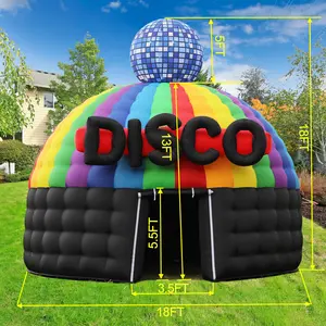 Large Inflatable Night Club Diameter 18Ft Roundness Inflatable Party Tent Disco Gazebo Event House for Wedding Birthday Raves Dance Floor Yard Party Business Inflatable Tent camping accessories