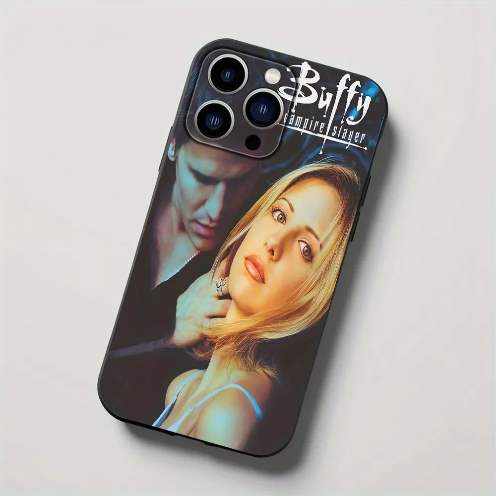 Buffy the Vampire Slayer Cartoon Style Colorful Shockproof Phone Casing, Black Simple Versatile Animal-Themed Protector with Resistance for iPhone 11/12/13/14/15/16/17 Air Pro Max