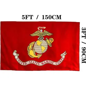 Marine Corps USMC Flag 3x5FT  U.S. Marine Corp Flags Heavy Duty Polyester Marine Army Military Flags Banner with 4 Brass Grommets