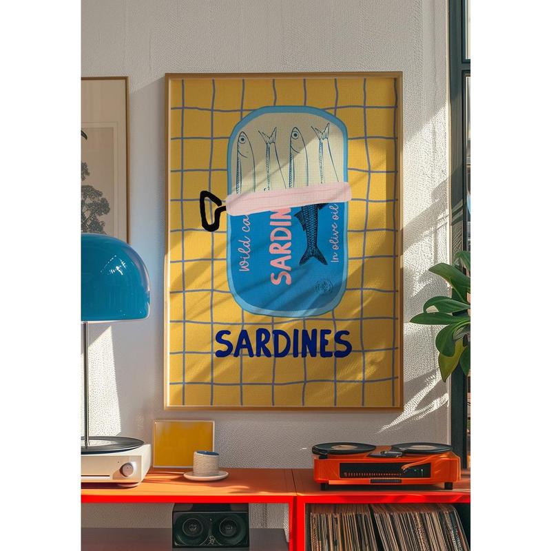 Sardines Art Print, Tin Fish Art Print, Sardines Tin Print, Colorful Fish Print, Kitchen Wall Art, Trendy Wall Art, Seafood Wall Art