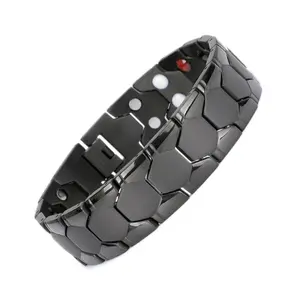 Men's Bracelet Double Row Ultra Strength Titanium Steel Magnetic energy boost hypoallergenic Bracelet Gift for husband father boyfriend and Family Men