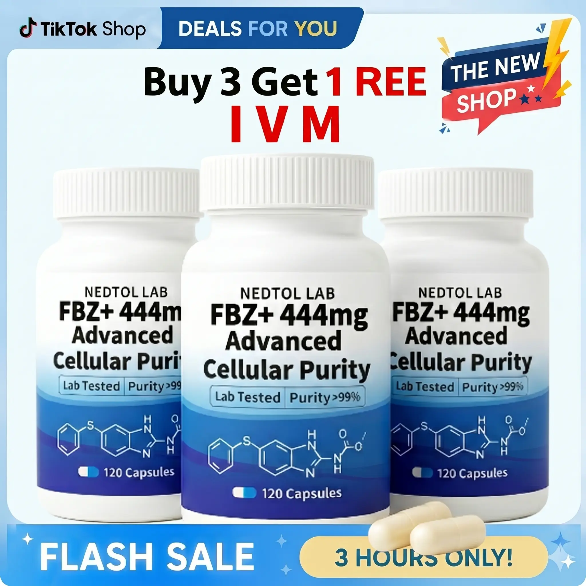 LAB FBZ+ 444 Edible Dietary Healthcare Supplement - 99% Pure Probiotics for Intestinal Health Support