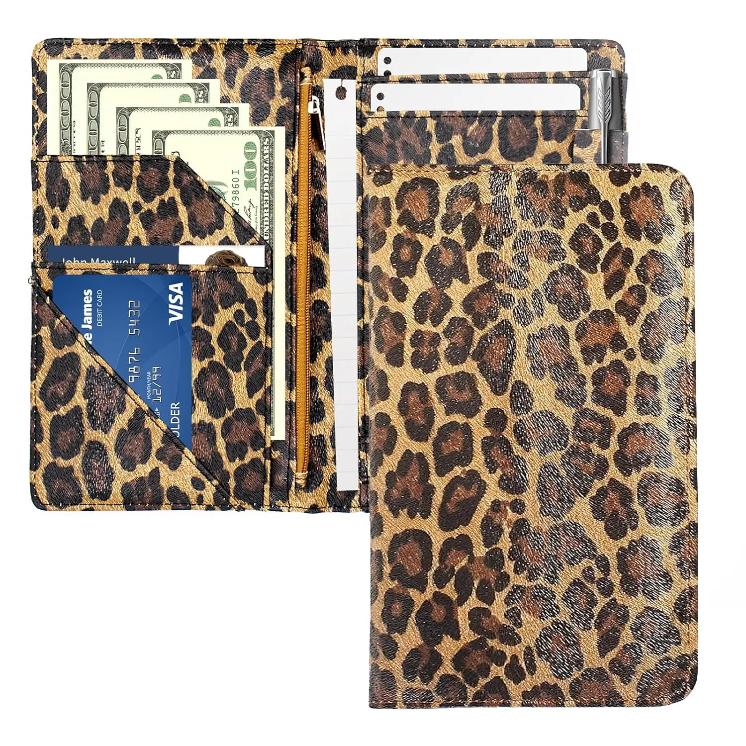 Server Book,  Server Books for Waitress Cute, Waiter Receipt Book, PU Leather Waitress Book with Zipper Pocket, Waitress Accessories, Leopard