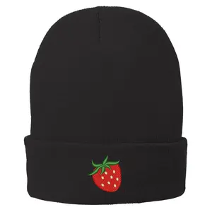 Trendy Apparel Shop Strawberry Embroidered Soft Stretchy Winter Long Beanie