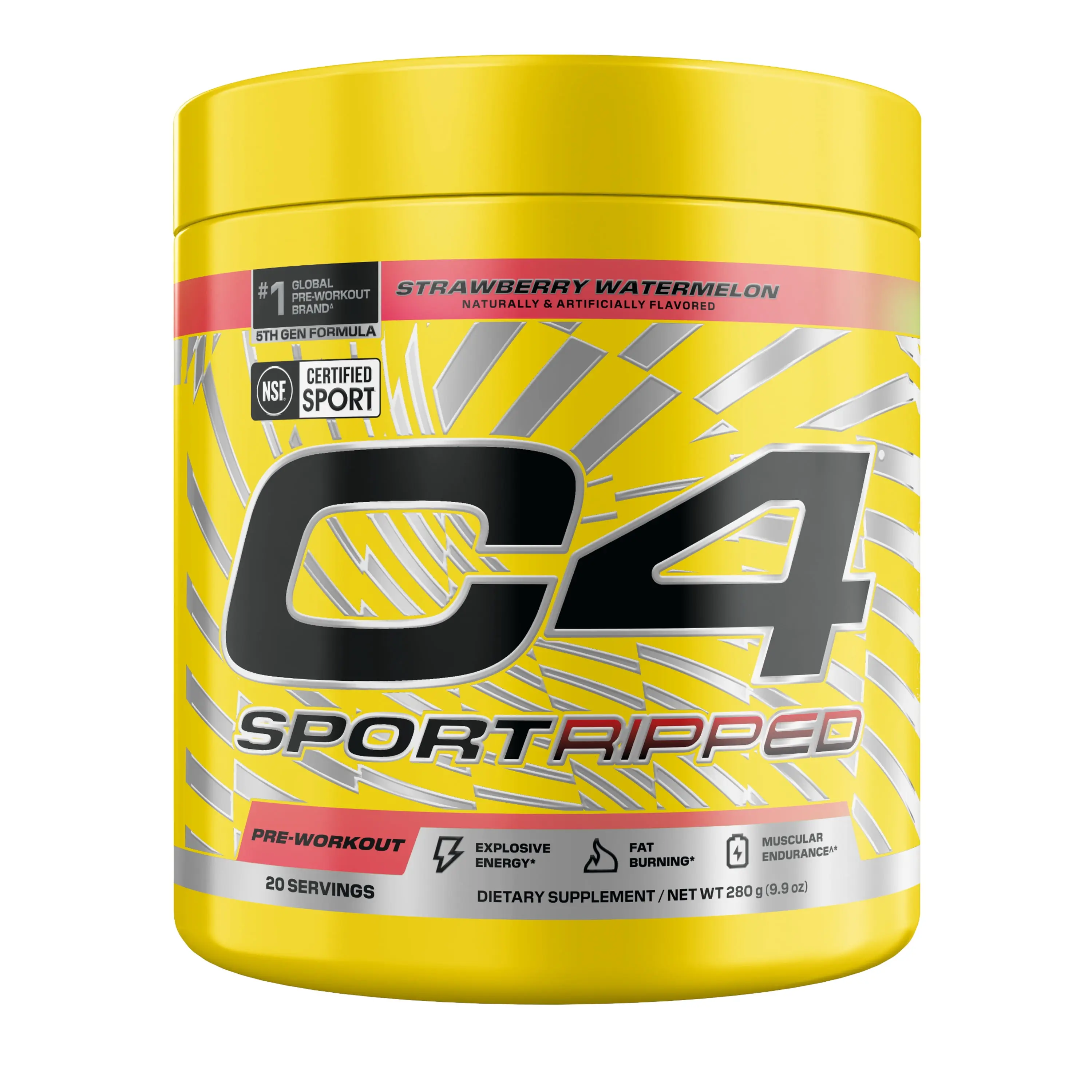 C4 Sport Ripped Pre-Workout Powder, Strawberry Watermelon, 20 Servings
