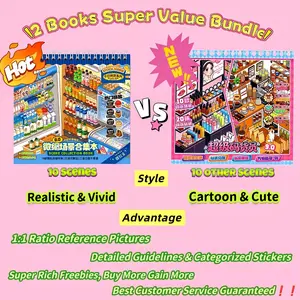 [Hot! Grocery Shelf Stocking Series Books] 10 Must-Try Simulation Management Sticker Scenes, Metal Tweezer & Free Stickers Included, Business Simulation, Relaxing Stickers, Girls Favorites, Bedtime Routine, Puzzle Stickers, Indoor Activity, Cozy New Hobby