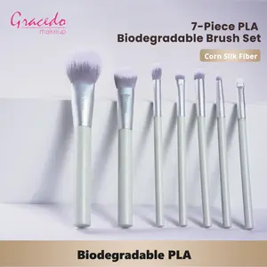 Eco-Friendly 7PCS Makeup Brush Set – Biodegradable PLA Handles with Corn Fiber Bristles, Soft Vegan Cruelty-Free Brushes for Foundation, Blush & Eyeshadow – Sustainable Beauty Gift for Women