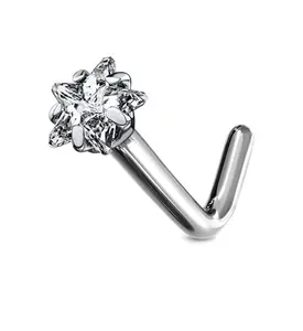 Star CZ Titanium Nose Ring L Bend