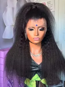 28-Inch Soft Yaki Straight Wig, 180 Density Lace Front, Pre-Styled Baby Hair, Suitable for Women, Daily Use, 13x4x1