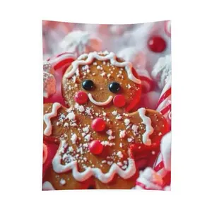 Custom-made tapestry (peach skin fleece) (with hooks) vertical board Festive Gingerbread Man & Candy Cane Phone Case - Ideal for Christmas