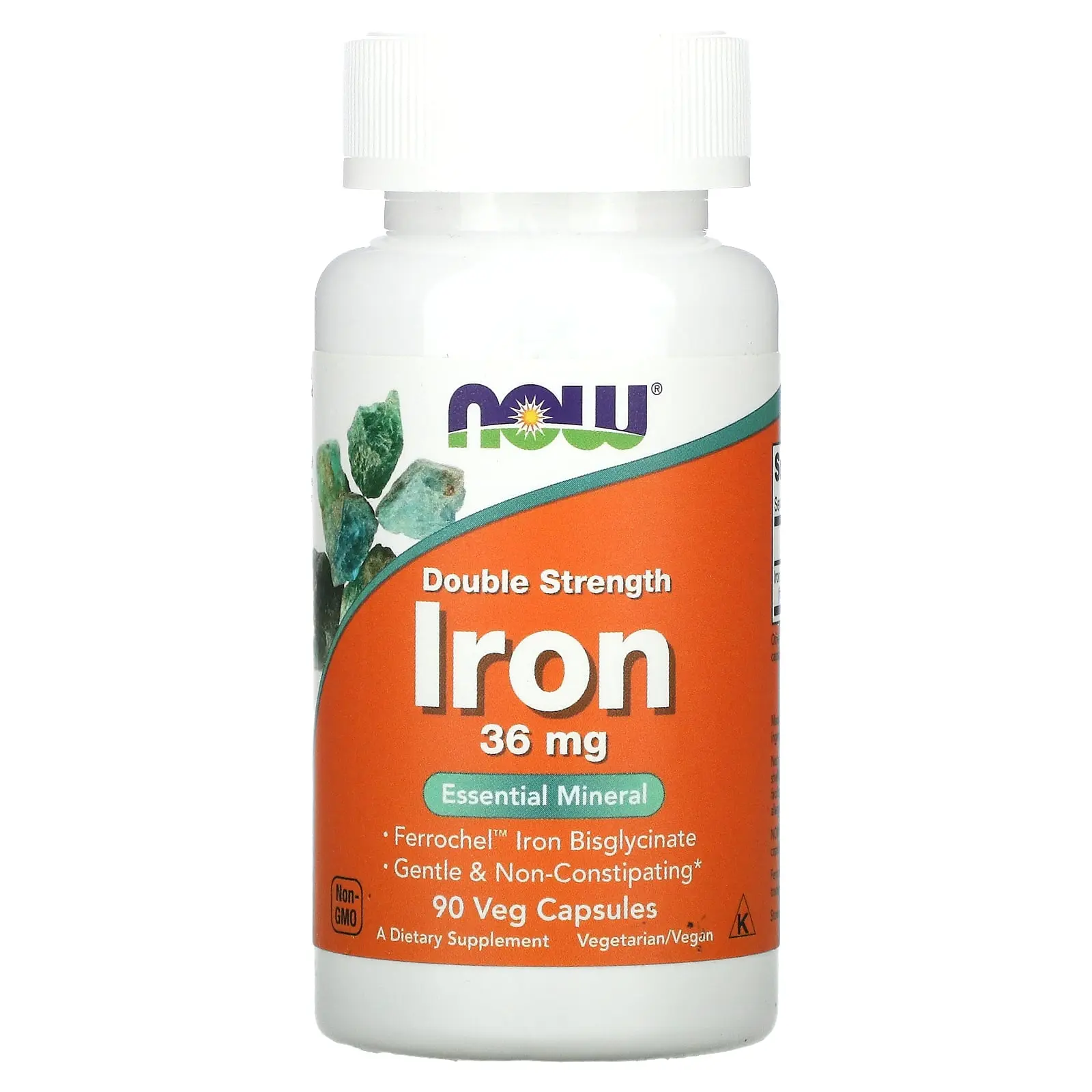 NOW Foods Iron, 36 mg, 90 Veg Capsules