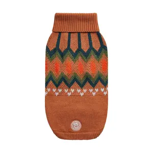 Heritage Fair Isle Dog Sweater – Retro Nordic Hazel Knit Winter Dog Sweaters