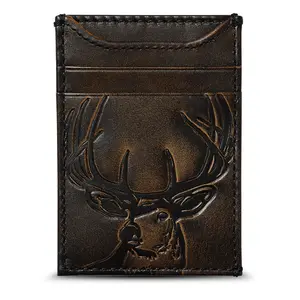 Deer Magnetic Front Pocket Exquisite Wallet Leather Cowhide Wallet