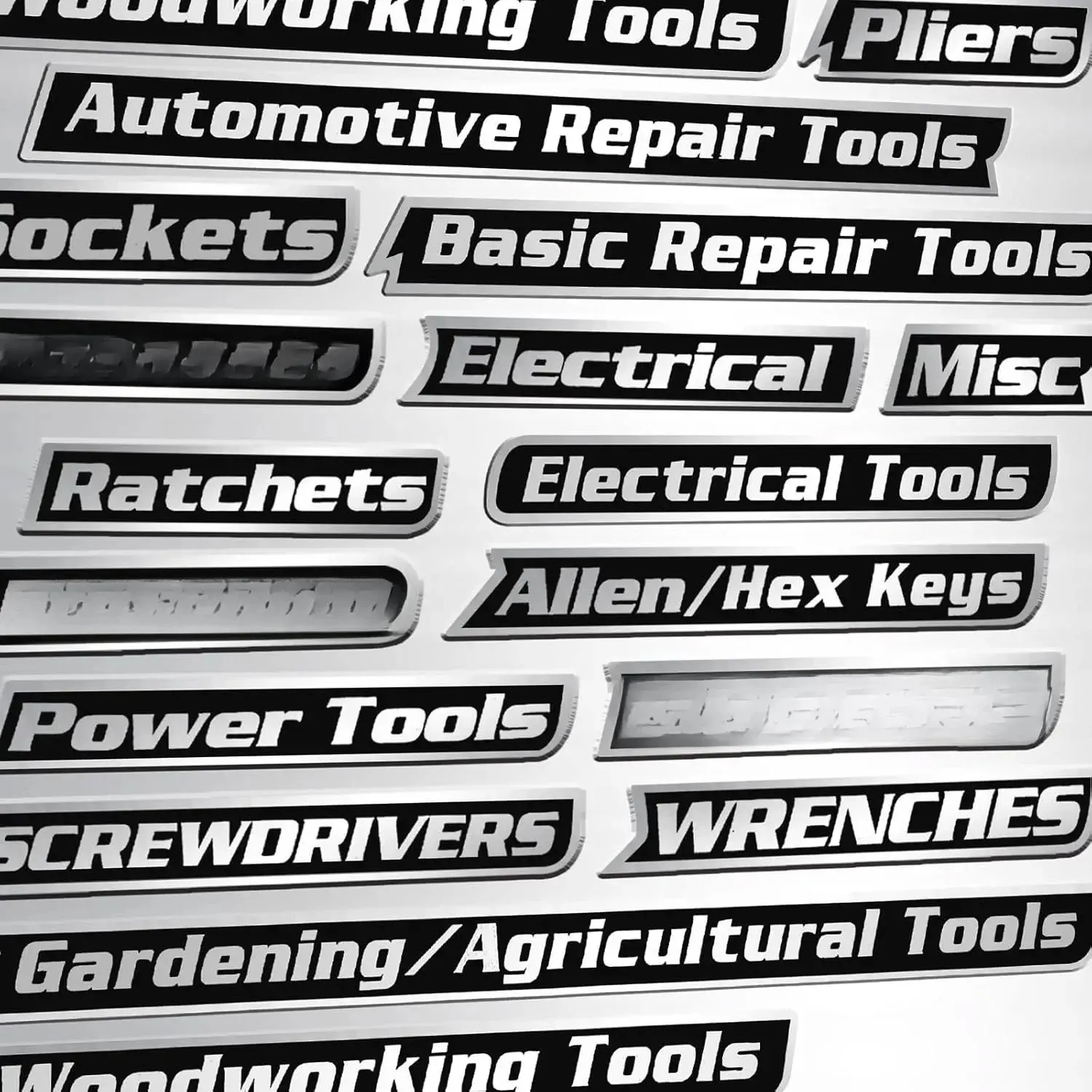 18-Pack Heavy-Duty Durable Magnetic Tool Box Label Sets - 3D-Printed, Waterproof & 3D-Readable Reusable Tags for Efficient Tool Organization, Steel Toolboxes, Home Handymen (Black)