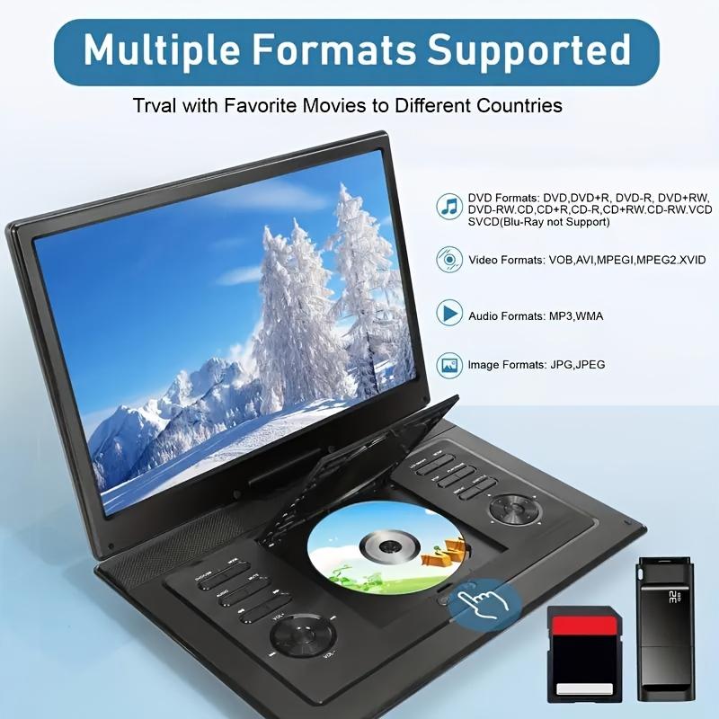 Portable DVD Player 17.9" HD Screen Supports Multiple Formats TV Sync USB SD 270° Rotation 180° Flip Compact for Car Home Travel Remote Audio Sound System with Long Battery Life