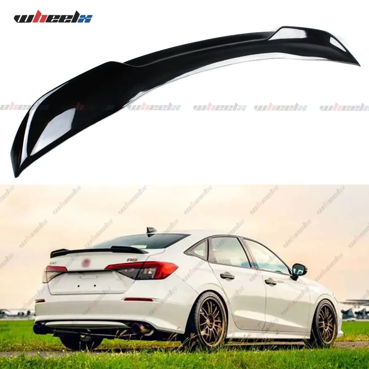 2022-2026 – Honda Civic 4-Door Sedan – Si Style Gloss Black Carbon Fiber Trunk Spoiler Accessory summervibes️