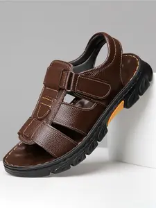 Men's Durable Leather Adjustable Anti-Slip Thick Sole Sports Casual Sandals, Ideal for Hiking, Walking, and Daily Summer Wear