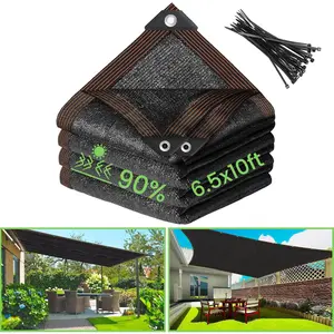 90% Black Shade Cloth- 6.5 x 10 FT Sunblock Garden Shade Cloth, Sun Shade Mesh Tarp with Reinforced Grommets for Greenhouse, Garden, Patio, Backyard, Plants, Pergola, Chicken Coop