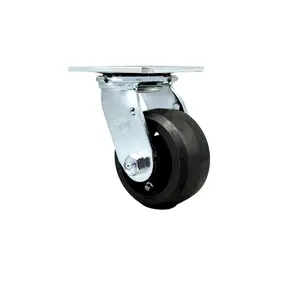 Service Caster SCC-30CS420-RSR Rubber on Metal Swivel Top Plate Heavy Duty Caster with 4 in. Wheel - 400 lbs Capacity per Caster