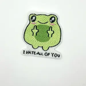 I hate all of you Frog Glitter Patch | Sew on | Iron on | Velcro