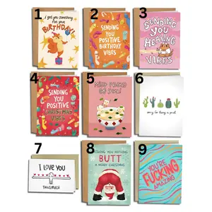 Funny 2026 Best Seller Cards Set - 6 Unique Designs Sleazy Greetings 5 x 7 Inch Cards with Kraft Envelopes - Made in USA - Perfect for Birthday Greetings Sarcastic Greeting Card - TrendyGiftUSA