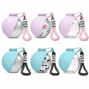 Stainless Steel Pet Bowl Water Bottle with Drinking Basin - 285ml Leak-Proof Dog Travel Water Bottle, Ideal for Walks, Road Trips, Bowl Water Bottles