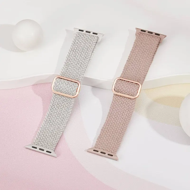 2 Piece Woven Ring Compatible Watch Band 38-49mm, Adjustable Elastic Strap for Ultra Series, Unisex Fitness Tracker Bracelet, Smartwatch Strap, Smartwatch Replacement Straps, Smartwatch Accessories