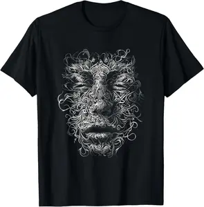 100%cotton Optical Illusion Face Hidden Psychedelic art T-Shirt