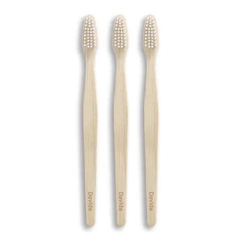 Davids Adult Bamboo Biodegradable Toothbrushes - 3-Pack Sustainable Oral Care, Plant-Based Gentle Flexible Bristle Toothbrushes, BPA-Free Bristles for Cleaner Care, Castor Oils, Unscented, Gentle on Gums