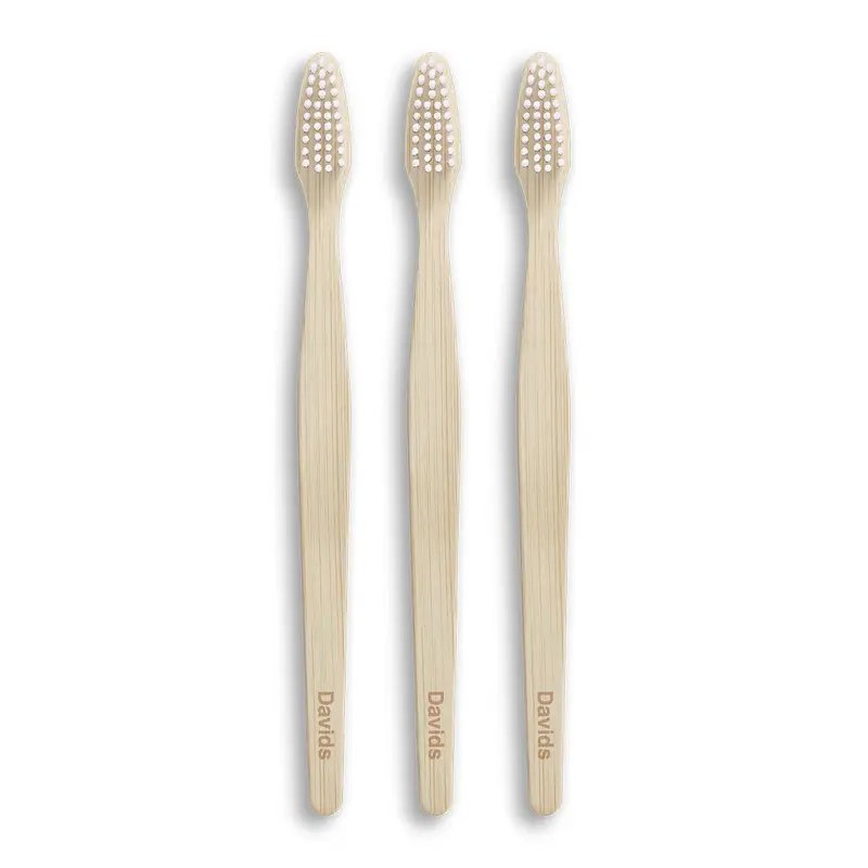 Davids Adult Bamboo Biodegradable Toothbrushes - 3-Pack Sustainable Oral Care, Plant-Based Gentle Flexible Bristle Toothbrushes, BPA-Free Bristles for Cleaner Care, Castor Oils, Unscented, Gentle on Gums
