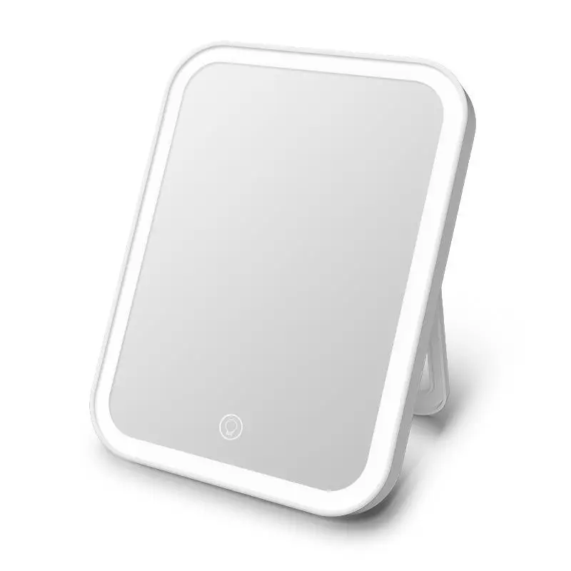 Portable Square Mirror with Led Light, Self Standing Makeup Mirror, Desktop Mirror, Room Mirror for Home, Modern Makeup Mirror, Vanity Mirror, Room De