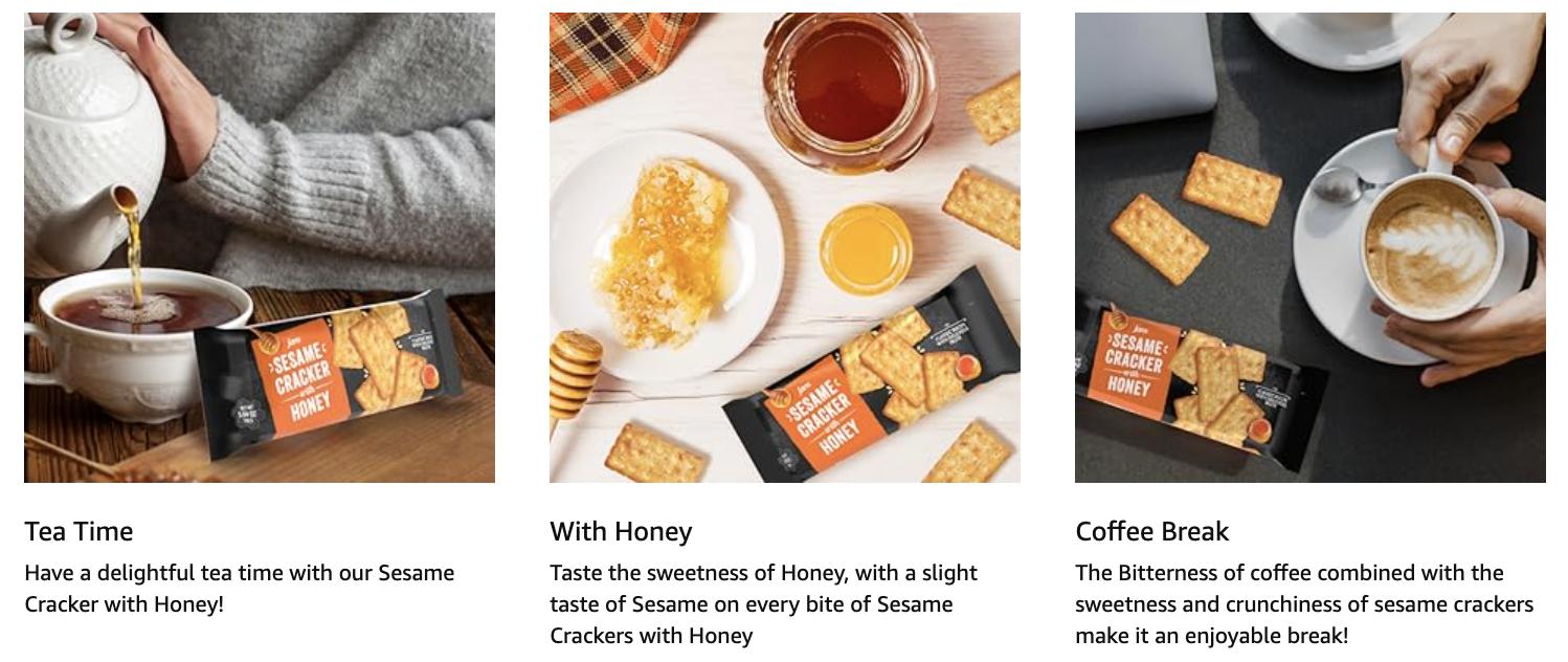 Jans Sesame Cracker with Honey 5.64 oz, Sesame Cracker 8-Pack, Classic Recipe With Delicious Taste