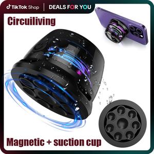 CircuiLiving G200 Magnetic and Suction Cup Bluetooth Speaker, mini speakers, IPX4 waterproof, RGB lights, TWS stereo surround sound Audio, Phone holder, suitable for outdoor, bathroom, and car, the perfect gift, compatible with iPhone and Android Phones