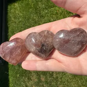 One Fire Quartz Heart | Crystals, Carvings, Palm Stones, Red Hematoid, Rainbows, Silver Sheens