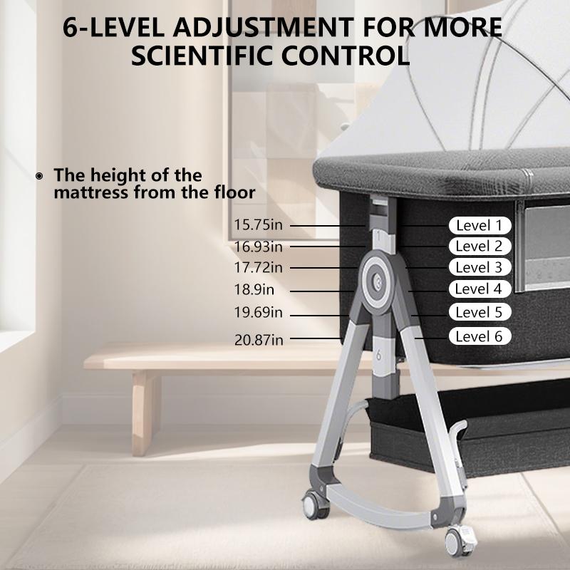 4-in-1 Baby Bassinet Bedside Sleeper with Wheels | Adjustable, Portable & Cozy for Newborns ️ storage basket infant Playpen Crib diaper changer mosquito net boy Multi-Functional Breathable Bassinet with Mattress