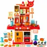 45-Piece Kids Kitchen Playset with Steam Effect, Lights and Sounds, Pretend Cooking Toy with Water Sink, Play Food and Utensils