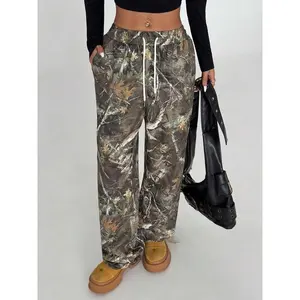 Women’s Camouflage Print Tie Waist Sweatpants, Casual Comfortable Jogger Pants for Everyday Wear, Ladies Bottoms for All Seasons GARMENTARY