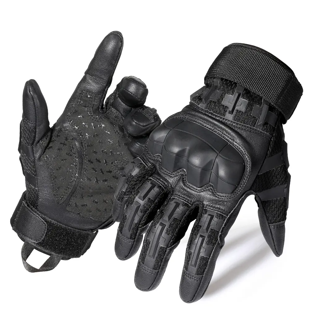 Hard Shell Outdoor Gloves PU Leather Gloves High Sensitivity Touch Screen Full Finger Gloves Motorcycle Riding Gloves for Hiking Cycling Climbing Tactical Working Protective Gear