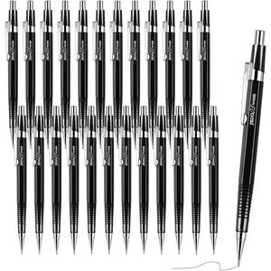 24 count Mechanical Pencil Metal Penpoint Mechanical Pencil Retractable Automatic Drafting Pencils Refills for Writing Drawing Signature (0.5mm,Black)