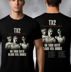 TX2 North America 2026 On Tour With Black Veil Brides Schedule Tour Dates Unisex T-Shirt Two Sided