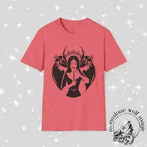 Hecate Mystical Women Illustration Unisex Softstyle T-Shirt - Moonstone Wolf Magic