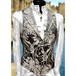 ARISTOCRAT VEST - Grey Satin Brocade