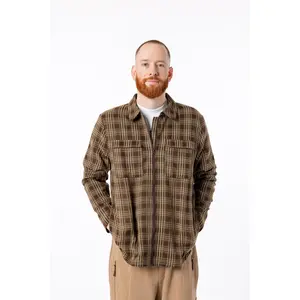 Khaki Plaid Zip Front Arm Access Shacket