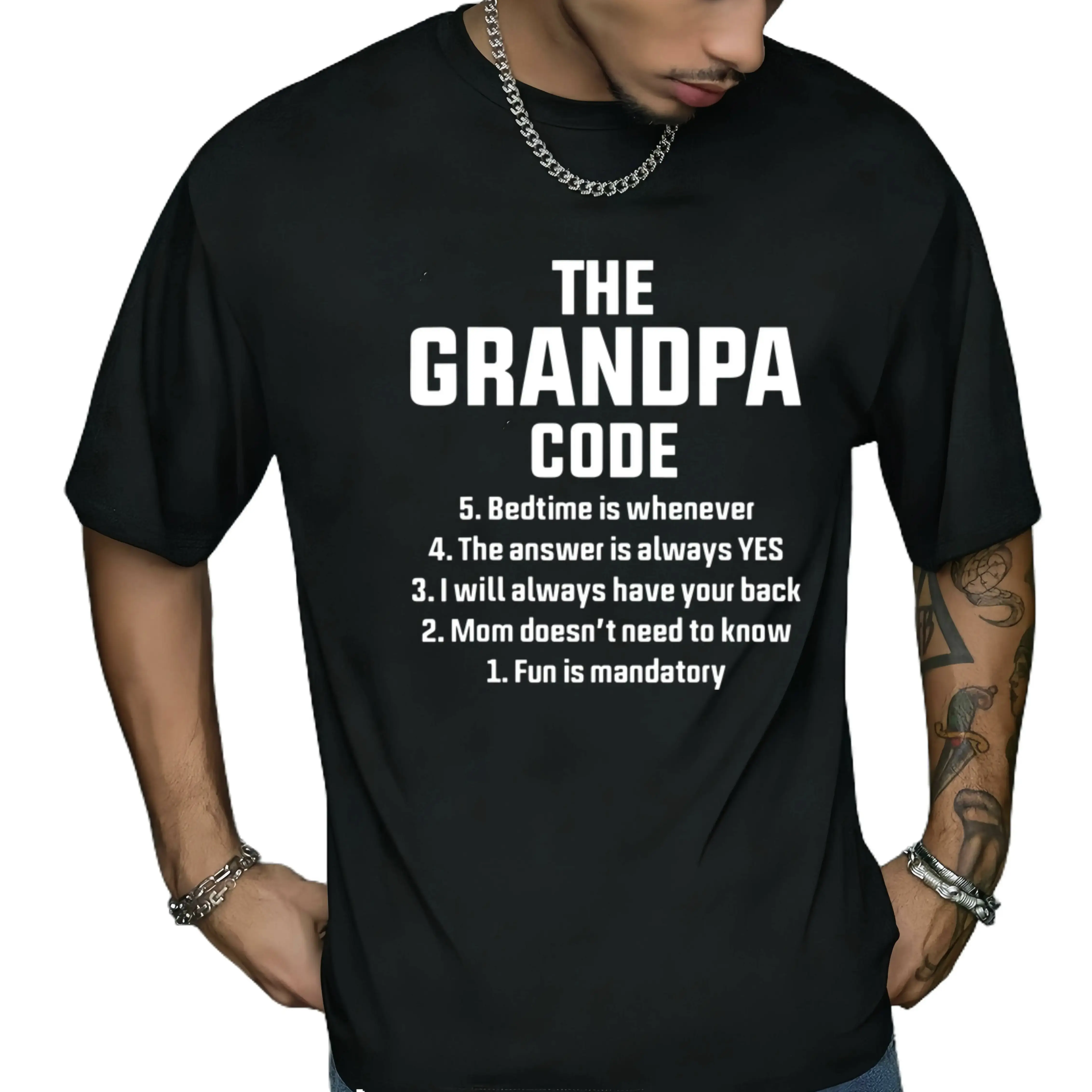 Mens Grandpa T-Shirt with Humorous Grandpa Code Print – 100% Cotton