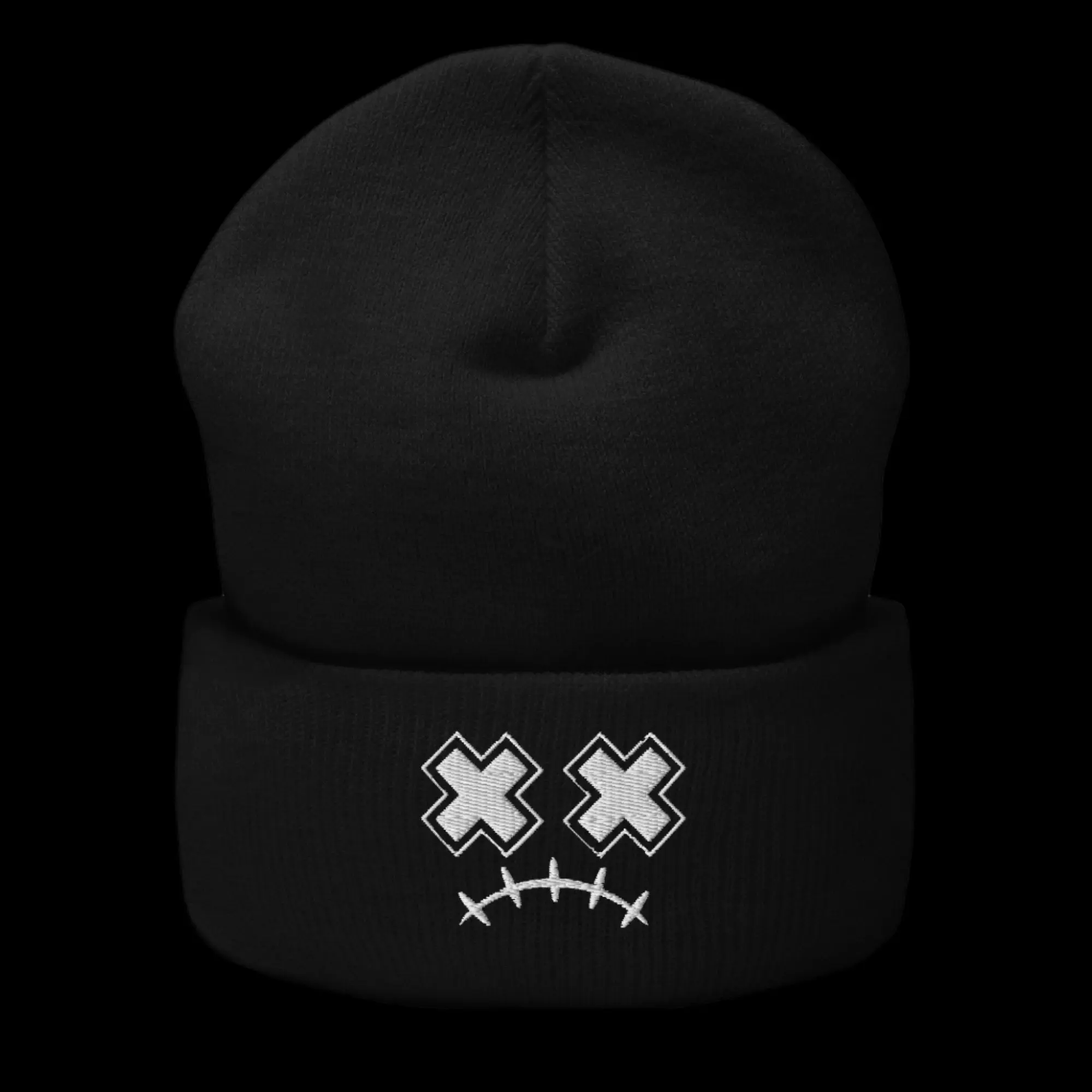 X Stitch Cuffed Beanie (White)