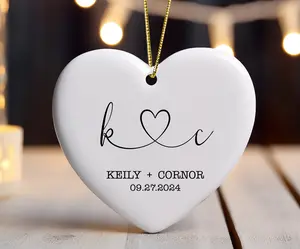 Personalized Wedding Gift, Custom Wedding Christmas Ornament, Initials Ornament, Married Gift Ornament, Wedding Date Keepsake, Newlywed Gift