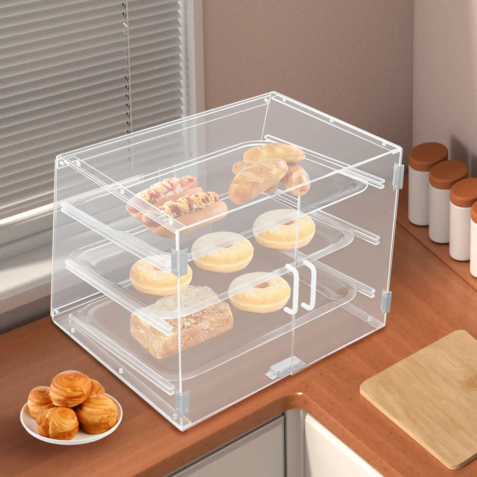 3 Tier Acrylic Pastry Display Cabinet 5kg for Bakery Coffee Shop Home Treats Display